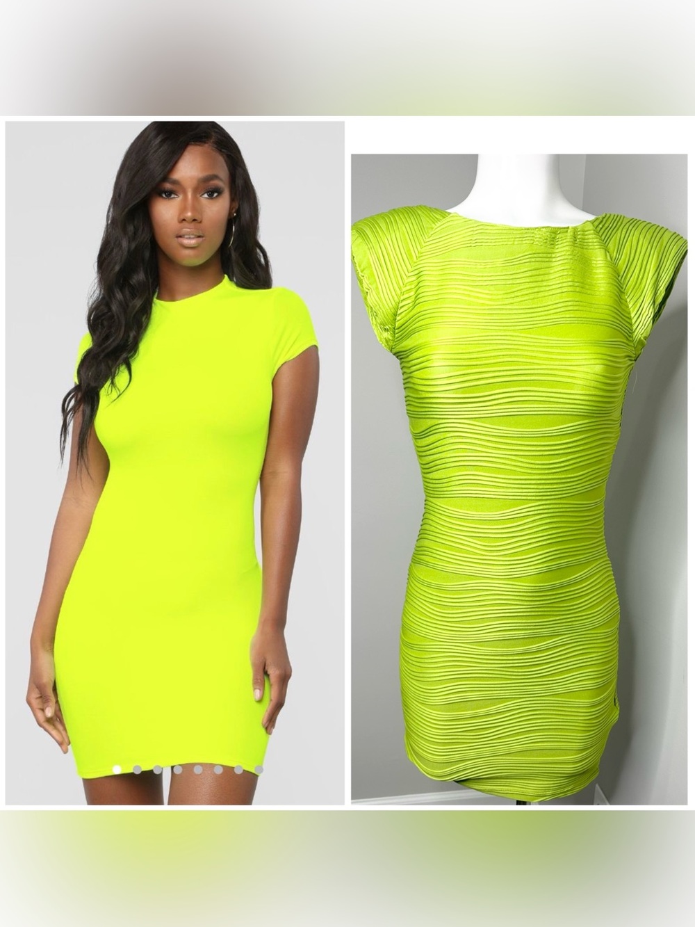 AX Paris Neon Lime Bodycon Mini Dress - 12 -nwt
